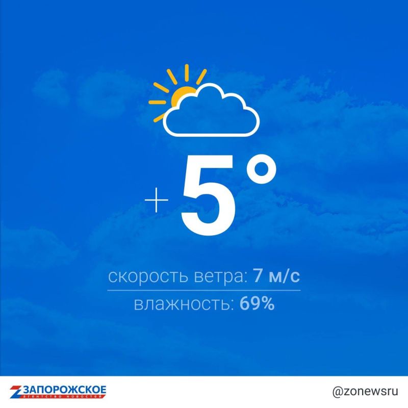 Переменная облачность будет в Запорожской области во вторник