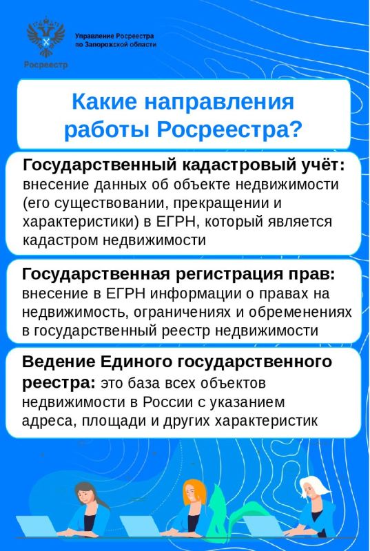 Управление Росреестра по Запорожской области информирует о ключевых направлениях деятельности Федеральной службы государственной регистрации, кадастра и картографии (Росреестр)