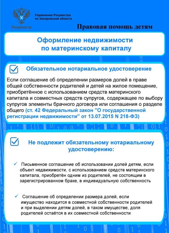 Управление Росреестра по Запорожской области: правовая помощь детям