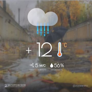 Небольшой дождь ожидается местами в Запорожской области в среду