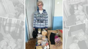 В селе Любимовка жители получают гуманитарную помощь от военнослужащих