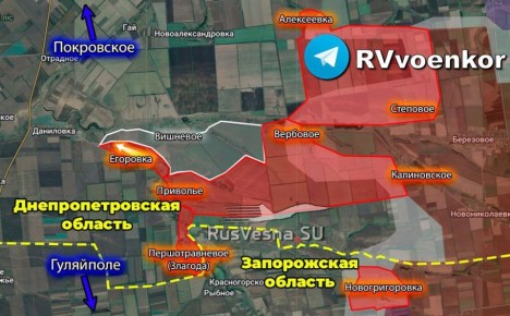 Армия России подняла флаг над Егоровкой, угрожая ключевому н.п. Гуляйполе на стыке Запорожской и Днепропетровской областей