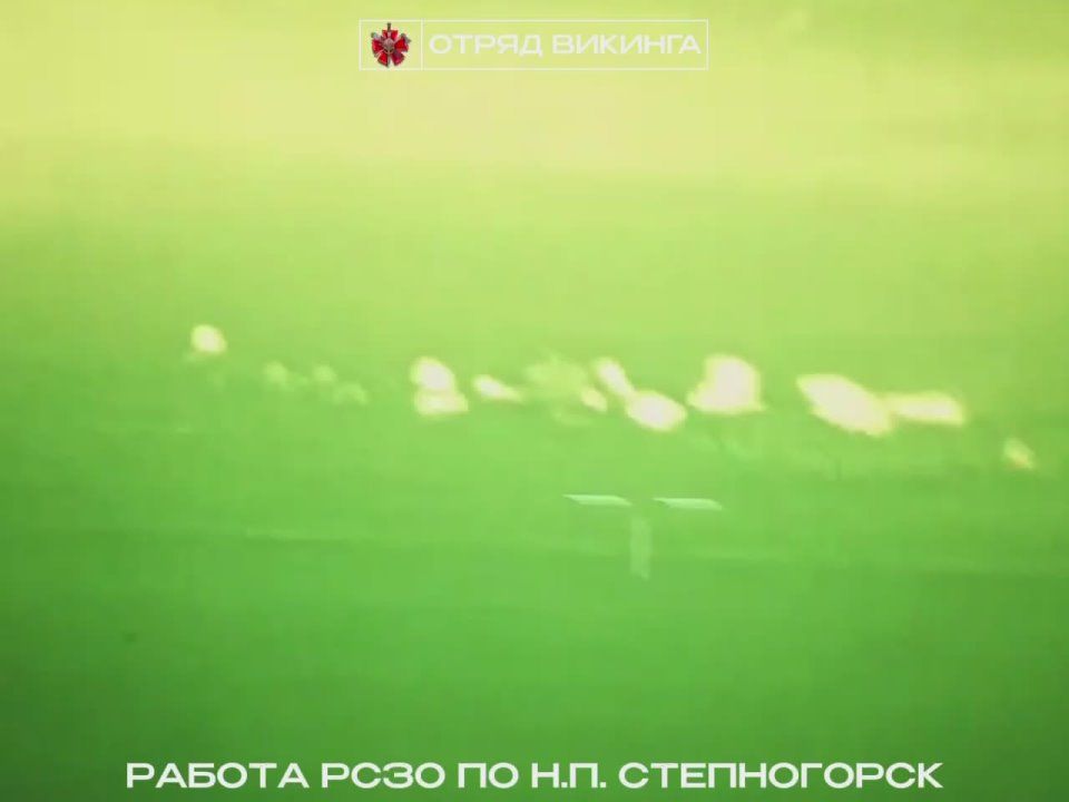 Работа реактивной артиллерии по позициям противника в районе Степногорска в объективах разведчиков отряда «Викинга»