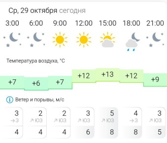 ПРОГНОЗ ПОГОДЫ. В среду, 29 октября в Энергодаре ясно, вечером небольшой дождь