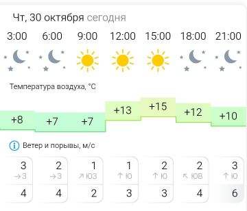ПРОГНОЗ ПОГОДЫ. В четверг, 30 октября в Энергодаре ясно