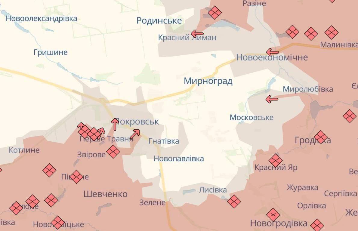 «Российские войска вновь продвинулись южнее Покровска, при этом «серая зона» заметно расширилась на север, северо-запад и в южном «кармане» от города «Российские войска вновь продвинулись южнее Покровска, при этом «серая зона» заметно расширилась на север, северо-запад и в южном «кармане» от города