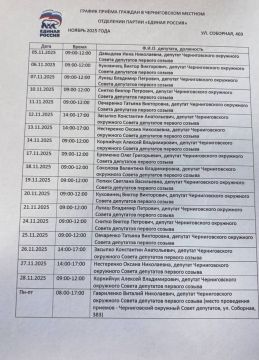 Черниговским местным отделением политической партии «Единая Россия» сформирован график приёма граждан на ноябрь 2025 г