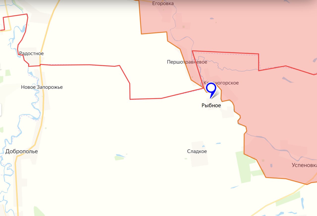 Юрий Котенок: МО РФ: н.п. Рыбное в Запорожской области освобожден от украинской оккупации