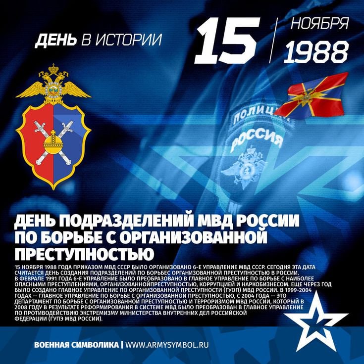 Сегодня, 15 ноября, в России отмечается важный день — День создания подразделений по борьбе с организованной преступностью