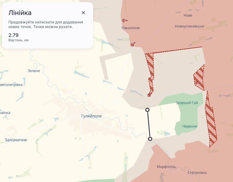 Угроза окружения ВСУ в районе Зеленого Гая на гуляйпольском направлении указана на карте вражеского ресурса Deep State