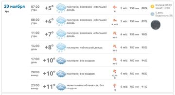 Погода в Михайловке Запорожской области на сегодня 20 ноября 2025 года