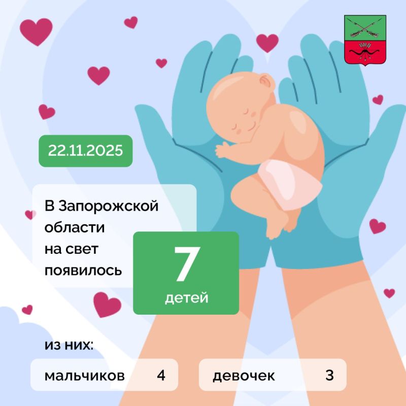 Минздрав информирует: за прошлые сутки в Запорожской области на свет появилось 7 детей