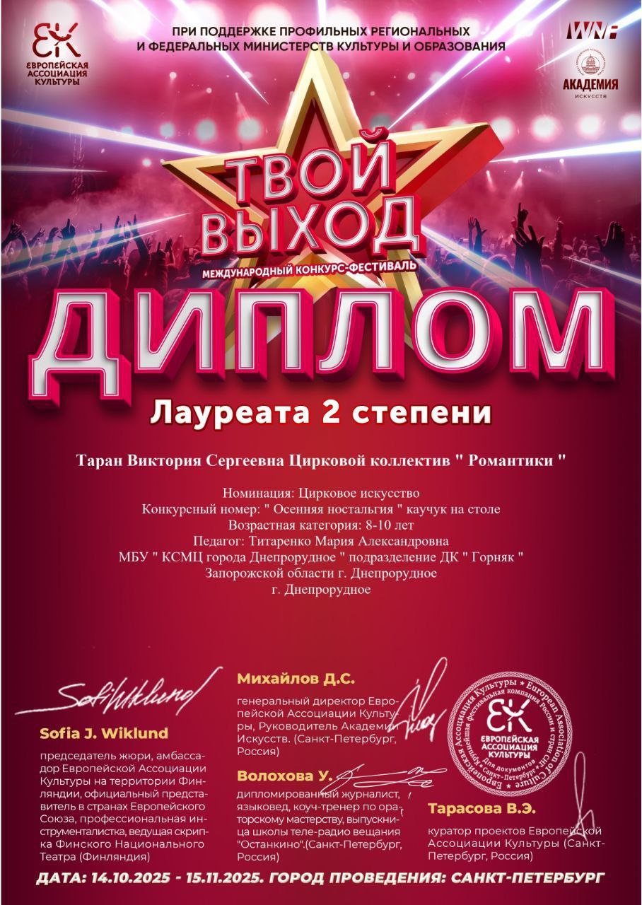 Поздравляем цирковой коллектив "Романтики"! Поздравляем цирковой коллектив "Романтики"!