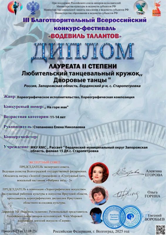 Успехи воспитанников Старопетровского ДК отмечаются наградами на международных конкурсах