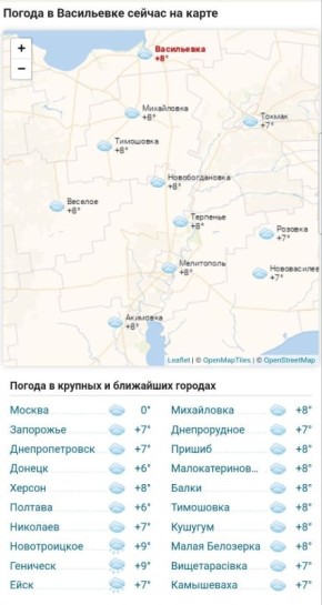 Погода 2 декабря 2025 года в крупных и ближайших к Васильевке городах и населённых пунктах