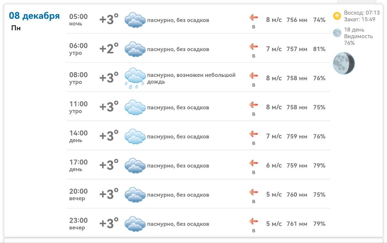Погода в Михайловке Запорожской области на сегодня 8 декабря 2025 года
