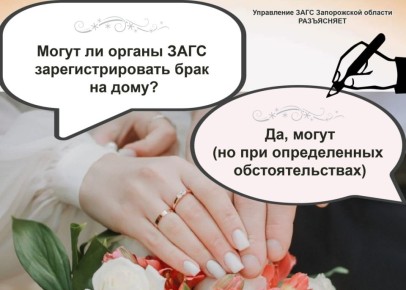 РУБРИКА "ВОПРОС — ОТВЕТ. ВОПРОС: Могут ли органы ЗАГС зарегистрировать брак на дому ? ОТВЕТ: Да, могут