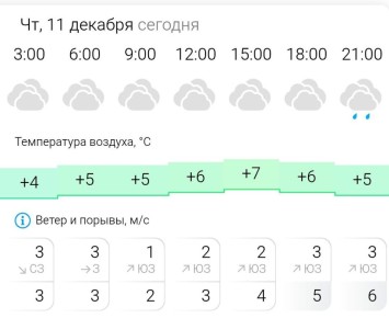 ПРОГНОЗ ПОГОДЫ. В четверг, 11 декабря в Энергодаре пасмурно