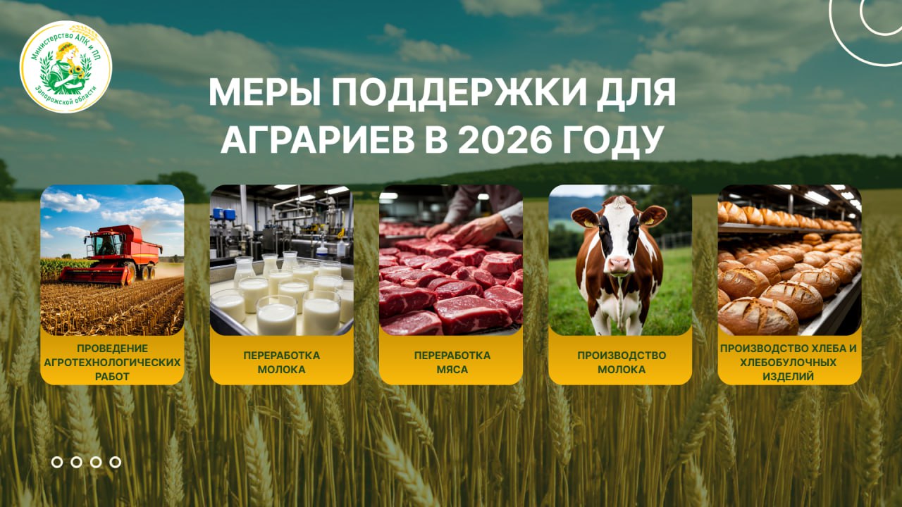Какие меры поддержки будут доступны аграриям Запорожской области в 2026 году?