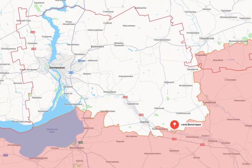 Министерство обороны России сообщает об освобождении населённого пункта Белогорье Запорожской области