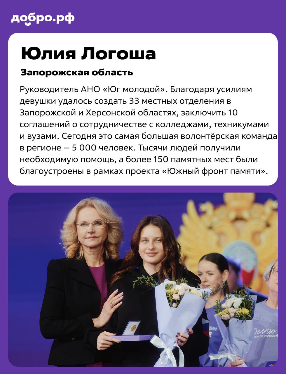 Продолжаем рассказывать о волонтёрах, которых наградили знаком «Доброволец России» Продолжаем рассказывать о волонтёрах, которых наградили знаком «Доброволец России»