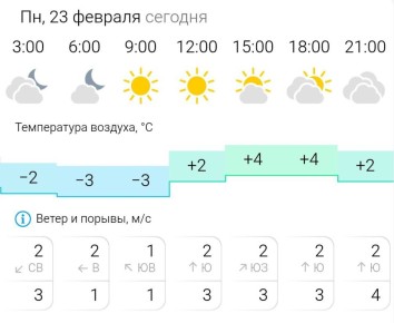 ПРОГНОЗ ПОГОДЫ. В понедельник, 23 февраля в Энергодаре ясно