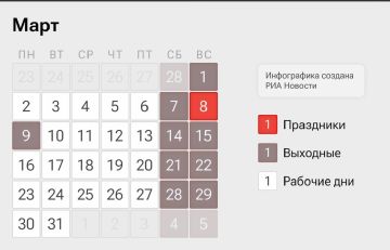 В начале марта россиян ждут длинные выходные