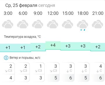 ПРОГНОЗ ПОГОДЫ. В среду, 25 февраля в Энергодаре пасмурно, вечером небольшой дождь
