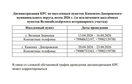 Публикуем графики весенней диспансеризации в Каменско-Днепровском и Бердянском муниципальных округах
