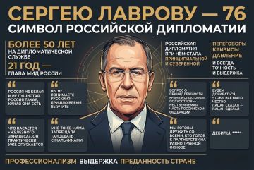 Сегодня 76 лет исполняется министру иностранных дел России Сергею Лаврову — человеку, чьё имя уже давно стало символом силы, достоинства и несгибаемости отечественной дипломатии