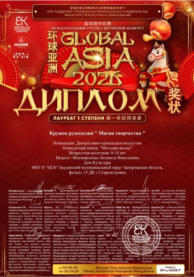 Кружок «Магия творчества» — лауреат международных конкурсов и участник культурной конференции Кружок «Магия творчества» — лауреат международных конкурсов и участник культурной конференции