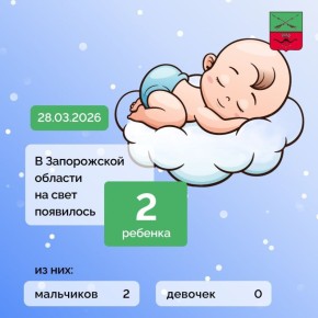 Минздрав информирует: за прошлые сутки в Запорожской области на свет появилось 2 ребенка