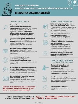 Напоминаем об алгоритмах действий при террористических угрозах в местах отдыха детей