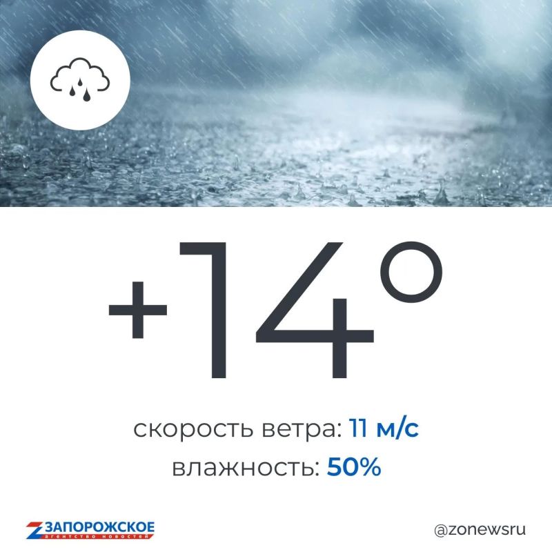 Небольшой дождь будет в Запорожской области в четверг