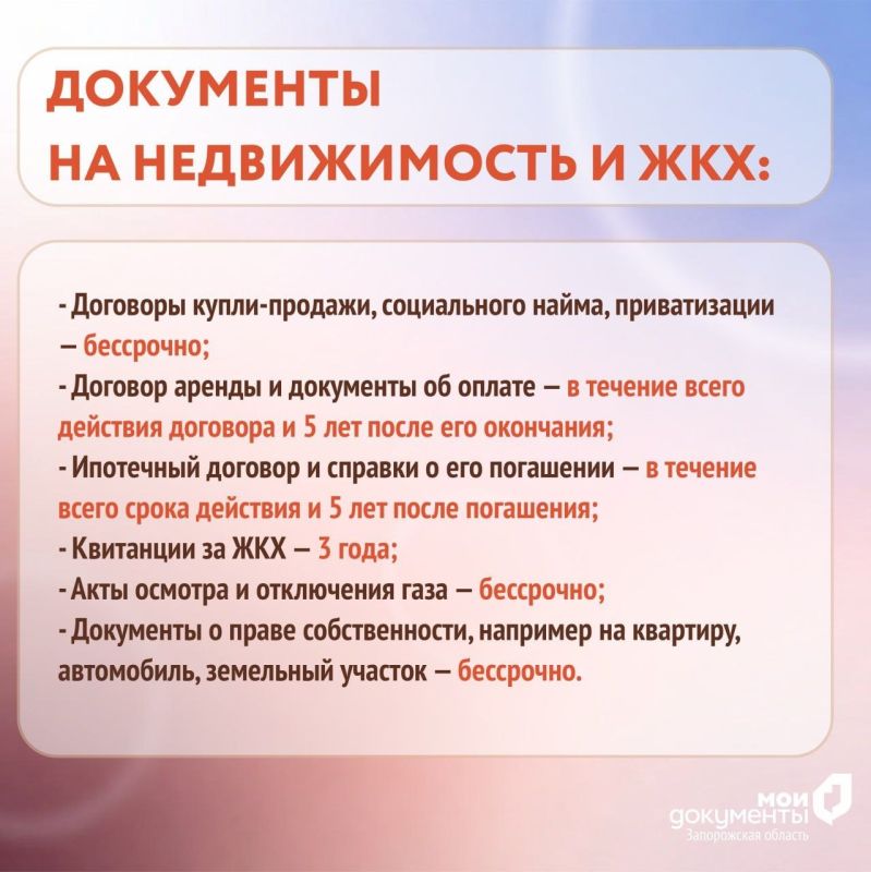 Сколько времени нужно хранить различные документы Сколько времени нужно хранить различные документы