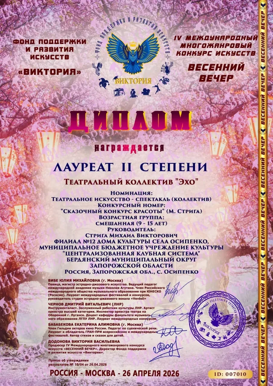 Театральный коллектив «Эхо»: победы на международных конкурсах Театральный коллектив «Эхо»: победы на международных конкурсах