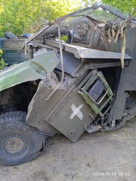 Уничтоженный бронеавтомобиль HMMWV с мангалом ВСУ в Донецкой области