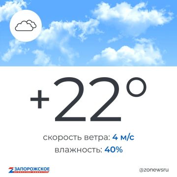 Облачно с прояснениями будет в Запорожской области во вторник