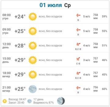 Подробно о погоде в Днепрорудном 01 июля 2026 года