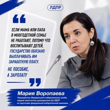 Мария Воропаева призвала ввести родительскую зарплату для многодетных семей