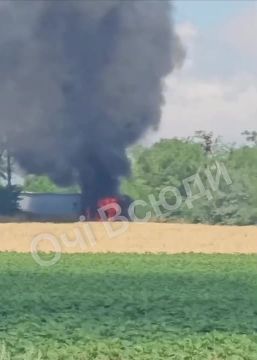 Очередная фура с военными грузами горит в оккупированной ВСУ Запорожской области