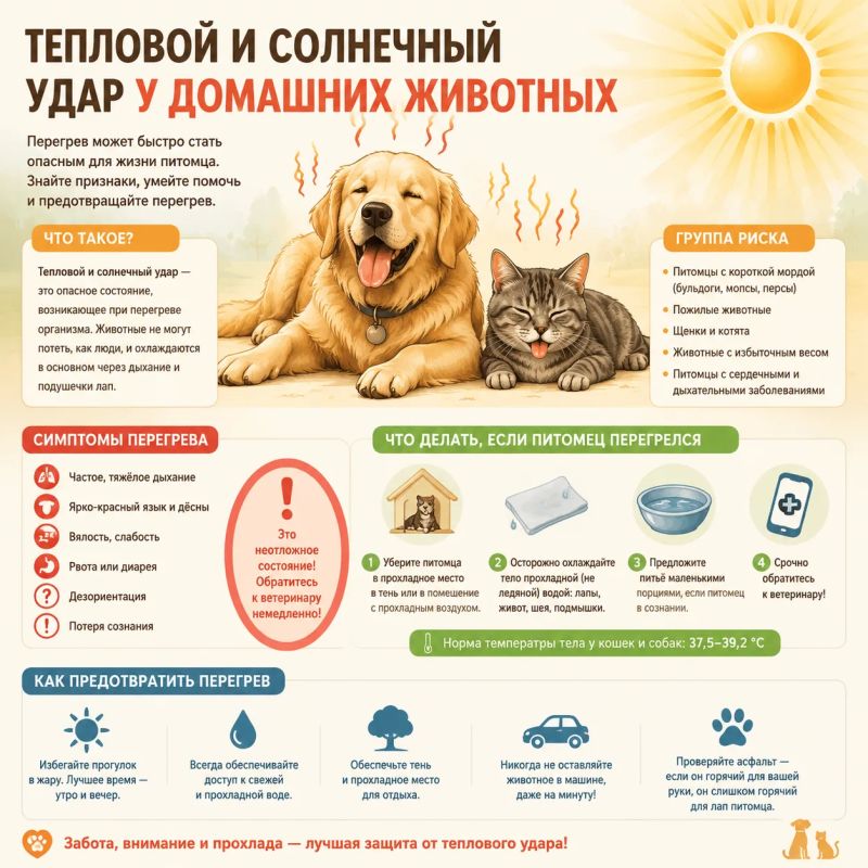 Осторожно, жара! Тепловой и солнечный удар у домашних животных – смертельная опасность!