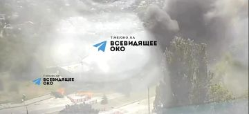 Момент прилёта крылатой авиабомбы по АЗС в Запорожье