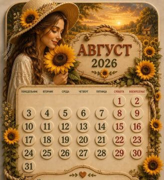 Календарь праздничных дней на август 2026 года