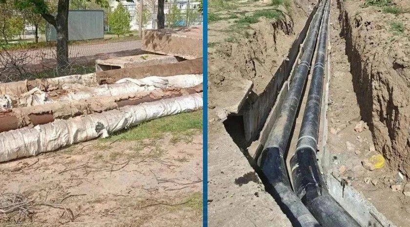 В Токмаке специалисты из Пензенской области заменили 314 метров теплотрассы
