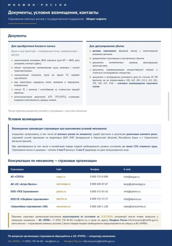 Страхование военных рисков с государственной поддержкой Страхование военных рисков с государственной поддержкой