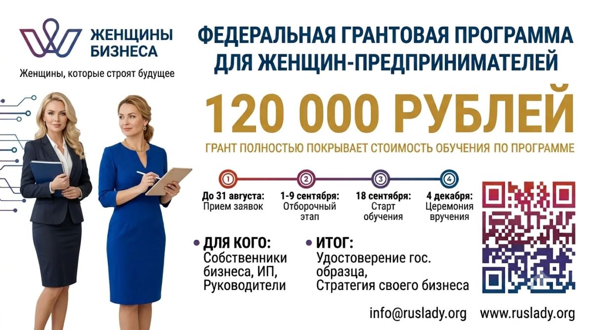 Грант на бесплатное обучение по программе Mini MBA для женщин-предпринимателей