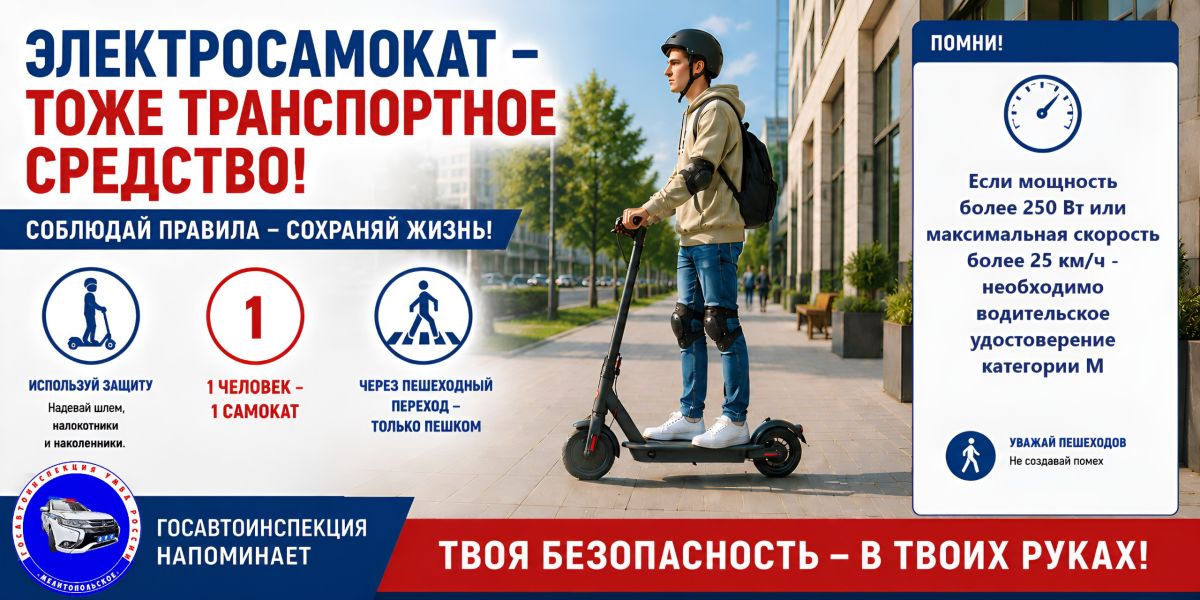 С 2025 года в России действуют обновлённые правила для средств индивидуальной мобильности (СИМ), включая электросамокаты