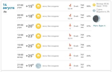 Доброе утро, Михайловка!. Сегодня, 14 августа: ясно, без осадков