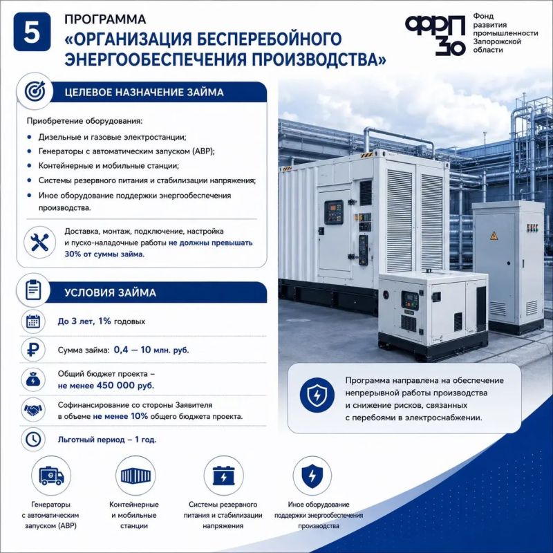 ФРП Запорожской области осуществляет финансирование промышленных предприятий на льготных условиях ФРП Запорожской области осуществляет финансирование промышленных предприятий на льготных условиях